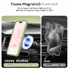 Husa MagSafe pentru iPhone 13 Pro Max, CASEY STUDIOS, de Protectie, Slim, pentru Incarcare Wireless, Margini Ridicate pentru Protectia Ecranului si a Camerelor verde deschis