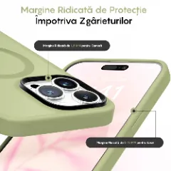 Husa MagSafe pentru iPhone 13 Pro Max, CASEY STUDIOS, de Protectie, Slim, pentru Incarcare Wireless, Margini Ridicate pentru Protectia Ecranului si a Camerelor verde deschis