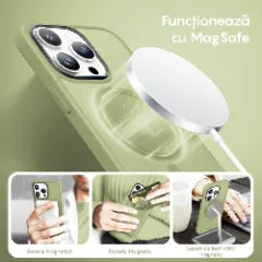 Husa MagSafe pentru iPhone 13 Pro Max, CASEY STUDIOS, de Protectie, Slim, pentru Incarcare Wireless, Margini Ridicate pentru Protectia Ecranului si a Camerelor verde deschis