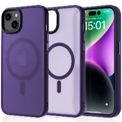 Husa MagSafe pentru iPhone 14 Plus, CASEY STUDIOS, de Protectie, Slim, pentru Incarcare Wireless, Margini Ridicate pentru Protectia Ecranului si a Camerelor Dark Purple 