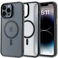 Husa MagSafe pentru iPhone 14 Pro Max, CASEY STUDIOS, de Protectie, Slim, pentru Incarcare Wireless, Margini Ridicate pentru Protectia Ecranului si a Camerelor Black 