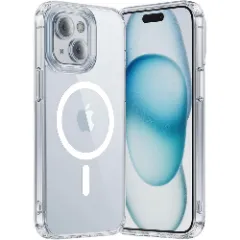 Husa MagSafe pentru iPhone 15 Plus, CASEY STUDIOS, de Protectie, Slim, pentru Incarcare Wireless, Margini Ridicate pentru Protectia Ecranului si a Camerelor Transparent 