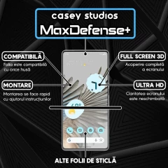 Folie Sticla CASEY STUDIOS compatibila cu Google Pixel 7 Pro, Full Glue, Duritate Militara, Ultra HD, Anti Zgarieturi, Anti Amprente, Anti Socuri, Margini Negre Negru