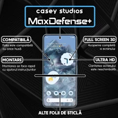 Folie Sticla CASEY STUDIOS compatibila cu Google Pixel 8, Full Glue, Duritate Militara, Ultra HD, Anti Zgarieturi, Anti Amprente, Anti Socuri, Margini Negre Negru