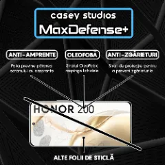 Folie Sticla CASEY STUDIOS compatibila cu Honor 200, Full Glue, Duritate Militara, Ultra HD, Anti Zgarieturi, Anti Amprente, Anti Socuri, Margini Negre Negru