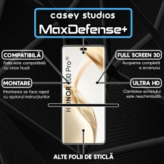 Folie Sticla CASEY STUDIOS compatibila cu Honor 200 Pro, Full Glue, Duritate Militara, Ultra HD, Anti Zgarieturi, Anti Amprente, Anti Socuri, Margini Negre Negru