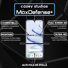 Folie Sticla CASEY STUDIOS compatibila cu Honor 70 Lite, Full Glue, Duritate Militara, Ultra HD, Anti Zgarieturi, Anti Amprente, Anti Socuri, Margini Negre Negru