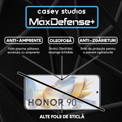 Folie Sticla CASEY STUDIOS compatibila cu Honor 90, Full Glue, Duritate Militara, Ultra HD, Anti Zgarieturi, Anti Amprente, Anti Socuri, Margini Negre Negru