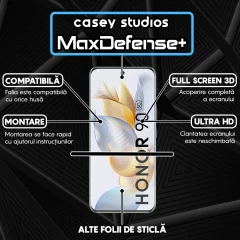 Folie Sticla CASEY STUDIOS compatibila cu Honor 90, Full Glue, Duritate Militara, Ultra HD, Anti Zgarieturi, Anti Amprente, Anti Socuri, Margini Negre Negru