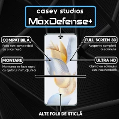 Folie Sticla CASEY STUDIOS compatibila cu Honor 90 Pro, Full Glue, Duritate Militara, Ultra HD, Anti Zgarieturi, Anti Amprente, Anti Socuri, Margini Negre Negru