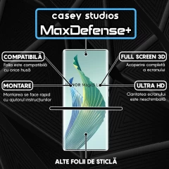 Folie Sticla CASEY STUDIOS compatibila cu Honor Magic5 Lite, Full Glue, Duritate Militara, Ultra HD, Anti Zgarieturi, Anti Amprente, Anti Socuri, Margini Negre Negru