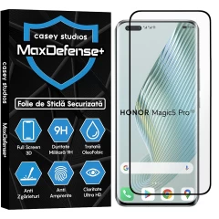 Folie Sticla CASEY STUDIOS compatibila cu Honor Magic5 Pro, Full Glue, Duritate Militara, Ultra HD, Anti Zgarieturi, Anti Amprente, Anti Socuri, Margini Negre Negru