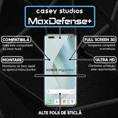 Folie Sticla CASEY STUDIOS compatibila cu Honor Magic5 Pro, Full Glue, Duritate Militara, Ultra HD, Anti Zgarieturi, Anti Amprente, Anti Socuri, Margini Negre Negru