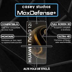 Folie Sticla CASEY STUDIOS compatibila cu Huawei nova 12i, Full Glue, Duritate Militara, Ultra HD, Anti Zgarieturi, Anti Amprente, Anti Socuri, Margini Negre Negru