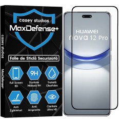 Folie Sticla CASEY STUDIOS compatibila cu Huawei nova 12 Pro, Full Glue, Duritate Militara, Ultra HD, Anti Zgarieturi, Anti Amprente, Anti Socuri, Margini Negre