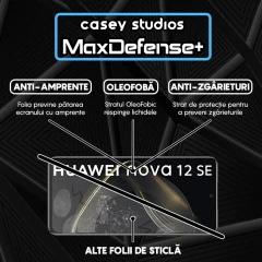 Folie Sticla CASEY STUDIOS compatibila cu Huawei nova 12 SE, Full Glue, Duritate Militara, Ultra HD, Anti Zgarieturi, Anti Amprente, Anti Socuri, Margini Negre Negru