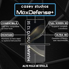 Folie Sticla CASEY STUDIOS compatibila cu Huawei nova 12 SE, Full Glue, Duritate Militara, Ultra HD, Anti Zgarieturi, Anti Amprente, Anti Socuri, Margini Negre Negru