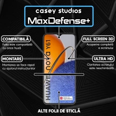 Folie Sticla CASEY STUDIOS compatibila cu Huawei nova Y61, Full Glue, Duritate Militara, Ultra HD, Anti Zgarieturi, Anti Amprente, Anti Socuri, Margini Negre Negru