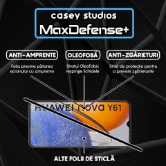 Folie Sticla CASEY STUDIOS compatibila cu Huawei nova Y61, Full Glue, Duritate Militara, Ultra HD, Anti Zgarieturi, Anti Amprente, Anti Socuri, Margini Negre Negru