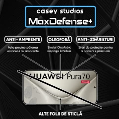 Folie Sticla CASEY STUDIOS compatibila cu Huawei Pura 70, Full Glue, Duritate Militara, Ultra HD, Anti Zgarieturi, Anti Amprente, Anti Socuri, Margini Negre Negru