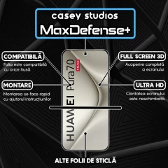 Folie Sticla CASEY STUDIOS compatibila cu Huawei Pura 70, Full Glue, Duritate Militara, Ultra HD, Anti Zgarieturi, Anti Amprente, Anti Socuri, Margini Negre Negru