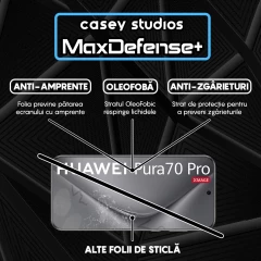 Folie Sticla CASEY STUDIOS compatibila cu Huawei Pura 70 Ultra / 70 Pro / 70 Pro Plus, Full Glue, Duritate Militara, Ultra HD, Anti Zgarieturi, Anti Amprente, Anti Socuri, Margini Negre Negru