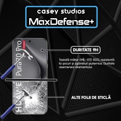Folie Sticla CASEY STUDIOS compatibila cu Huawei Pura 70 Ultra / 70 Pro / 70 Pro Plus, Full Glue, Duritate Militara, Ultra HD, Anti Zgarieturi, Anti Amprente, Anti Socuri, Margini Negre Negru