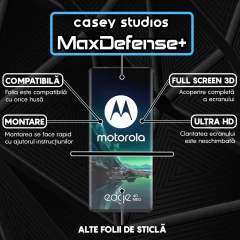 Folie Sticla CASEY STUDIOS compatibila cu Motorola Edge 40 / Edge 40 Neo, Full Glue, Duritate Militara, Ultra HD, Anti Zgarieturi, Anti Amprente, Anti Socuri, Margini Negre Negru