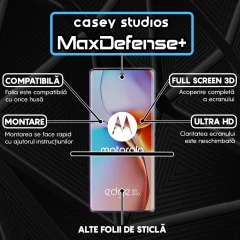 Folie Sticla CASEY STUDIOS compatibila cu Motorola Edge 40 Pro, Full Glue, Duritate Militara, Ultra HD, Anti Zgarieturi, Anti Amprente, Anti Socuri, Margini Negre Negru