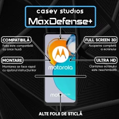 Folie Sticla CASEY STUDIOS compatibila cu Motorola Moto E22s, Full Glue, Duritate Militara, Ultra HD, Anti Zgarieturi, Anti Amprente, Anti Socuri, Margini Negre Negru