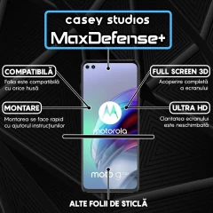 Folie Sticla CASEY STUDIOS compatibila cu Motorola Moto G100, Full Glue, Duritate Militara, Ultra HD, Anti Zgarieturi, Anti Amprente, Anti Socuri, Margini Negre Negru