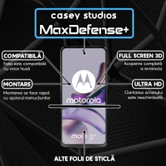 Folie Sticla CASEY STUDIOS compatibila cu Motorola Moto G13, Full Glue, Duritate Militara, Ultra HD, Anti Zgarieturi, Anti Amprente, Anti Socuri, Margini Negre Negru