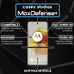 Folie Sticla CASEY STUDIOS compatibila cu Motorola Moto G32 / Moto G72 / Moto G73, Full Glue, Duritate Militara, Ultra HD, Anti Zgarieturi, Anti Amprente, Anti Socuri, Margini Negre Negru