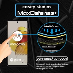 Folie Sticla CASEY STUDIOS compatibila cu Motorola Moto G32 / Moto G72 / Moto G73, Full Glue, Duritate Militara, Ultra HD, Anti Zgarieturi, Anti Amprente, Anti Socuri, Margini Negre Negru