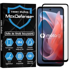 Folie Sticla CASEY STUDIOS compatibila cu Motorola Moto G Play 2024, Full Glue, Duritate Militara, Ultra HD, Anti Zgarieturi, Anti Amprente, Anti Socuri, Margini Negre Negru