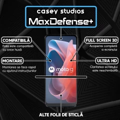 Folie Sticla CASEY STUDIOS compatibila cu Motorola Moto G Play 2024, Full Glue, Duritate Militara, Ultra HD, Anti Zgarieturi, Anti Amprente, Anti Socuri, Margini Negre Negru