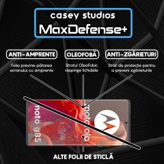 Folie Sticla CASEY STUDIOS compatibila cu Motorola Moto G85, Full Glue, Duritate Militara, Ultra HD, Anti Zgarieturi, Anti Amprente, Anti Socuri, Margini Negre Negru