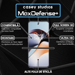 Folie Sticla CASEY STUDIOS compatibila cu OnePlus Ace 2, Full Glue, Duritate Militara, Ultra HD, Anti Zgarieturi, Anti Amprente, Anti Socuri, Margini Negre Negru