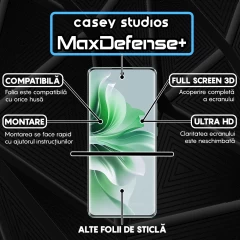 Folie Sticla CASEY STUDIOS compatibila cu Oppe Reno11 F, Full Glue, Duritate Militara, Ultra HD, Anti Zgarieturi, Anti Amprente, Anti Socuri, Margini Negre Negru