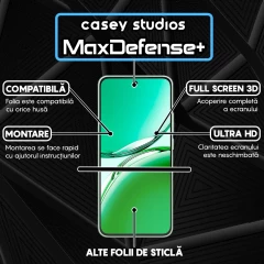 Folie Sticla CASEY STUDIOS compatibila cu Oppo A3, Full Glue, Duritate Militara, Ultra HD, Anti Zgarieturi, Anti Amprente, Anti Socuri, Margini Negre Negru