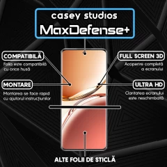 Folie Sticla CASEY STUDIOS compatibila cu Oppo A3 Pro, Full Glue, Duritate Militara, Ultra HD, Anti Zgarieturi, Anti Amprente, Anti Socuri, Margini Negre Negru