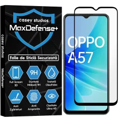 Folie Sticla CASEY STUDIOS compatibila cu Oppo A57 4G, Full Glue, Duritate Militara, Ultra HD, Anti Zgarieturi, Anti Amprente, Anti Socuri, Margini Negre Negru