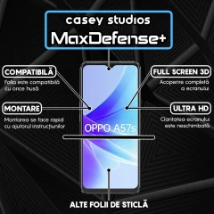 Folie Sticla CASEY STUDIOS compatibila cu Oppo A57s, Full Glue, Duritate Militara, Ultra HD, Anti Zgarieturi, Anti Amprente, Anti Socuri, Margini Negre Negru