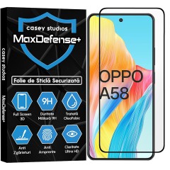 Folie Sticla CASEY STUDIOS compatibila cu Oppo A58 4G, Full Glue, Duritate Militara, Ultra HD, Anti Zgarieturi, Anti Amprente, Anti Socuri, Margini Negre