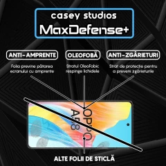 Folie Sticla CASEY STUDIOS compatibila cu Oppo A58 4G, Full Glue, Duritate Militara, Ultra HD, Anti Zgarieturi, Anti Amprente, Anti Socuri, Margini Negre Negru