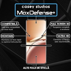 Folie Sticla CASEY STUDIOS compatibila cu Oppo F27 Pro Plus, Full Glue, Duritate Militara, Ultra HD, Anti Zgarieturi, Anti Amprente, Anti Socuri, Margini Negre Negru