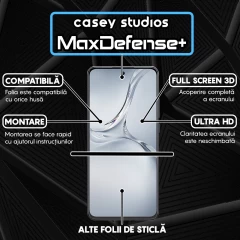 Folie Sticla CASEY STUDIOS compatibila cu Oppo K12x, Full Glue, Duritate Militara, Ultra HD, Anti Zgarieturi, Anti Amprente, Anti Socuri, Margini Negre Negru