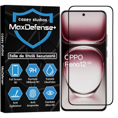 Folie Sticla CASEY STUDIOS compatibila cu Oppo Reno12, Full Glue, Duritate Militara, Ultra HD, Anti Zgarieturi, Anti Amprente, Anti Socuri, Margini Negre