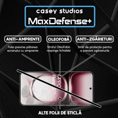Folie Sticla CASEY STUDIOS compatibila cu Oppo Reno12, Full Glue, Duritate Militara, Ultra HD, Anti Zgarieturi, Anti Amprente, Anti Socuri, Margini Negre Negru