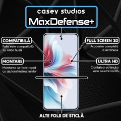 Folie Sticla CASEY STUDIOS compatibila cu Oppo Reno12 F, Full Glue, Duritate Militara, Ultra HD, Anti Zgarieturi, Anti Amprente, Anti Socuri, Margini Negre Negru